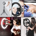 Wholesale 12 inch Selfie Ring Light with 76 inch Tripod Stand & Cell Phone Holder for Live Stream, Makeup, YouTube Video, Photography TikTok, & More Compatible with Universal Phone (Black)